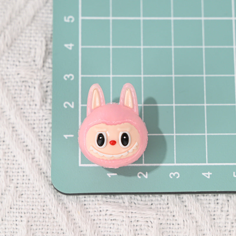 50pcs-New Soft Rubber Cartoon Labubu Head Straight Hole Beads DIY Phone Chain Accessories Children's Bracelet Beads Wholesale