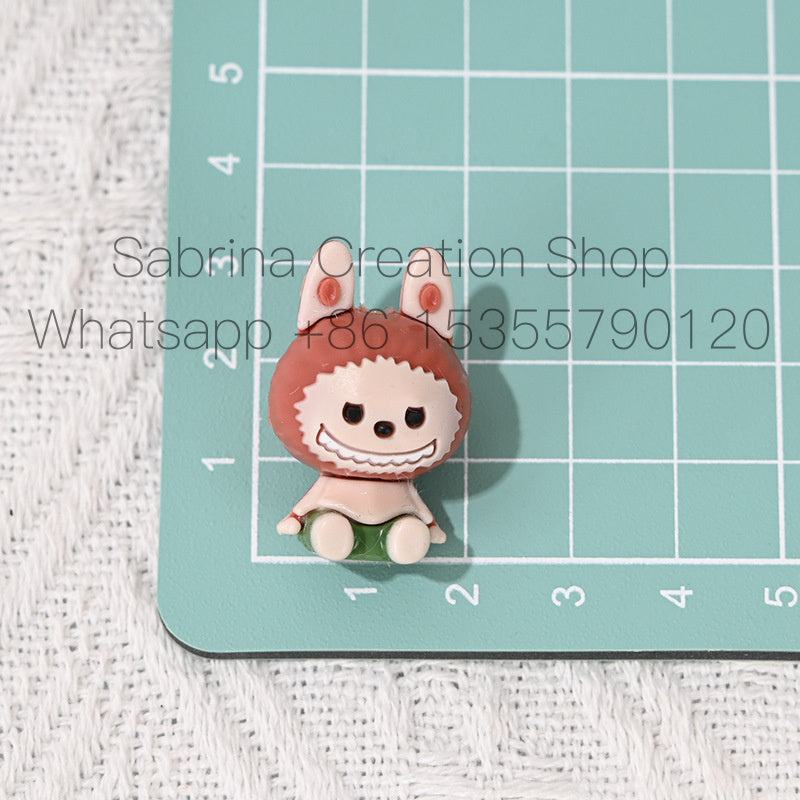 3D Cartoon Sitting Figure Rubber Beads with Holes Cute Rubber Beads DIY Phone Chain Accessories Loose Beads Bulk