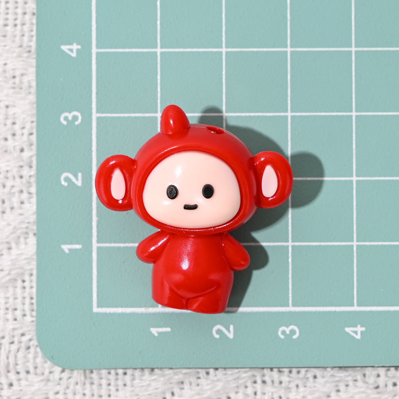 Cartoon Teletubbies Rubber Beads DIY Phone Chain Accessories Beads String Beads Handmade Necklace Accessories Wholesale