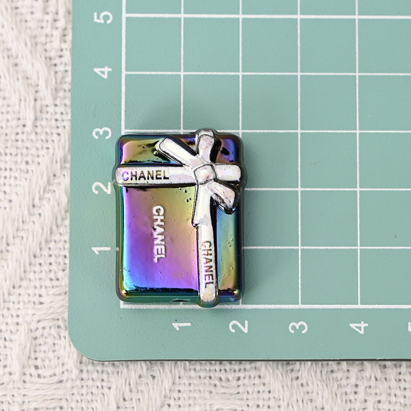 UV Electroplated Colorful Big Brand Gift Box Straight Hole Beads DIY Bead Pen Phone Chain Keychain Jewelry Material Bulk