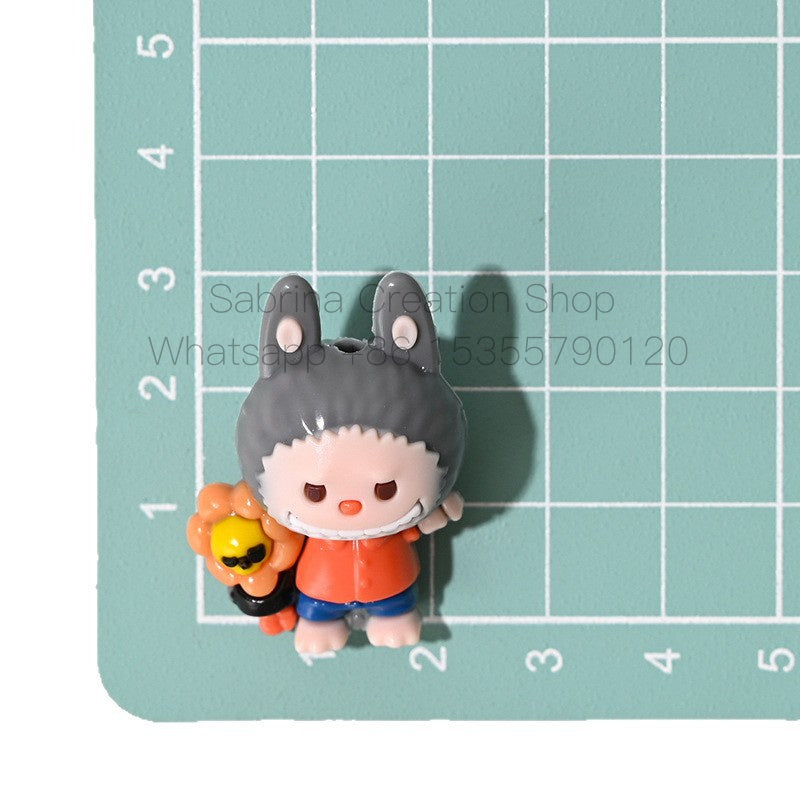 Cartoon Labubu Rubber Beads Cross Border Hot Sale Bead Pen Shoe Buckle DIY Phone Chain Accessory Wholesale