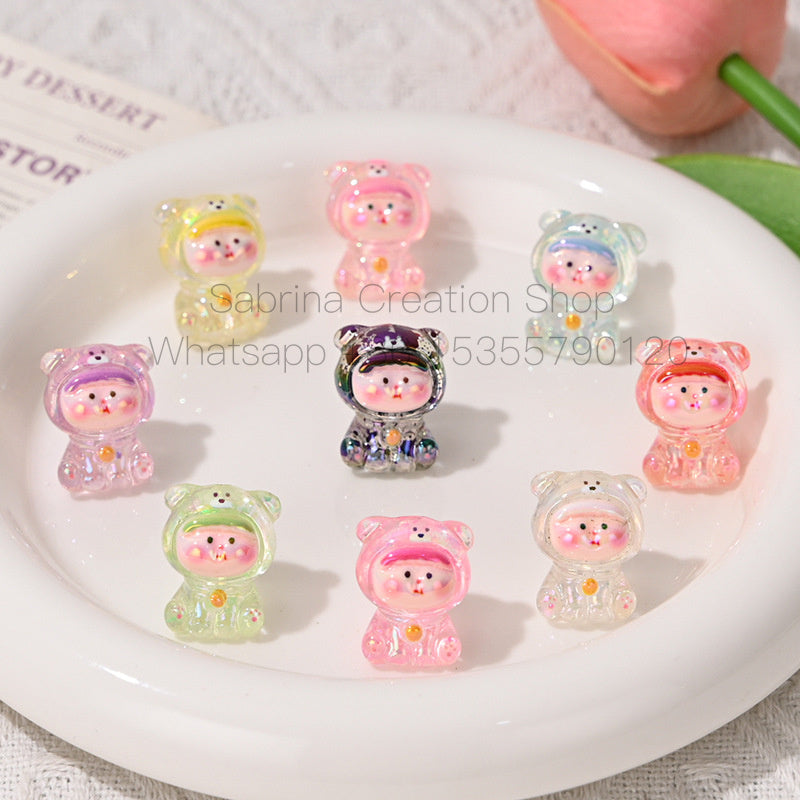 50pcs-Acrylic Heavy Hand Painted Cartoon Pig Cute Beads Car Hanger Mobile Chain DIY Accessory