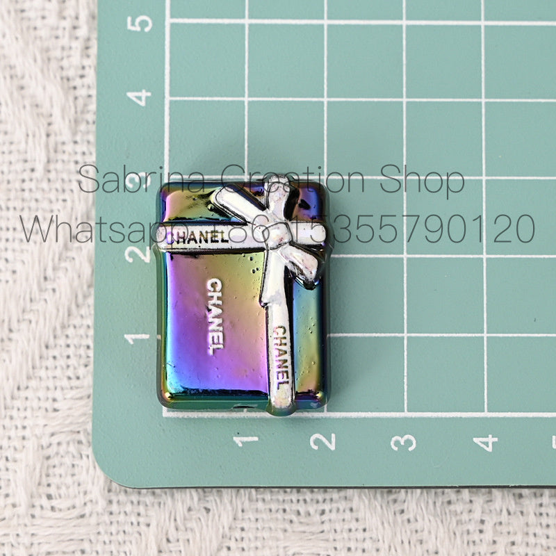 UV Electroplated Colorful Big Brand Gift Box Straight Hole Beads DIY Bead Pen Phone Chain Keychain Jewelry Material Bulk