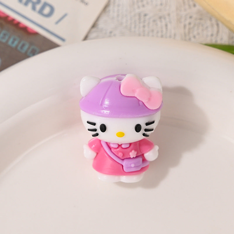3D HK Beads Charms Dress-Up Diary KT Cat Rubber Beads with Holes Cute DIY Phone Chain Keychain Accessories Beaded Pen
