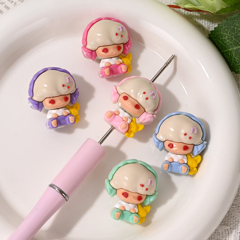 Cartoon Dimo Cute Bead Earphone Little Boy Rubber Bead DIY Phone Chain Accessories Beaded Pen Car Hanging Decoration