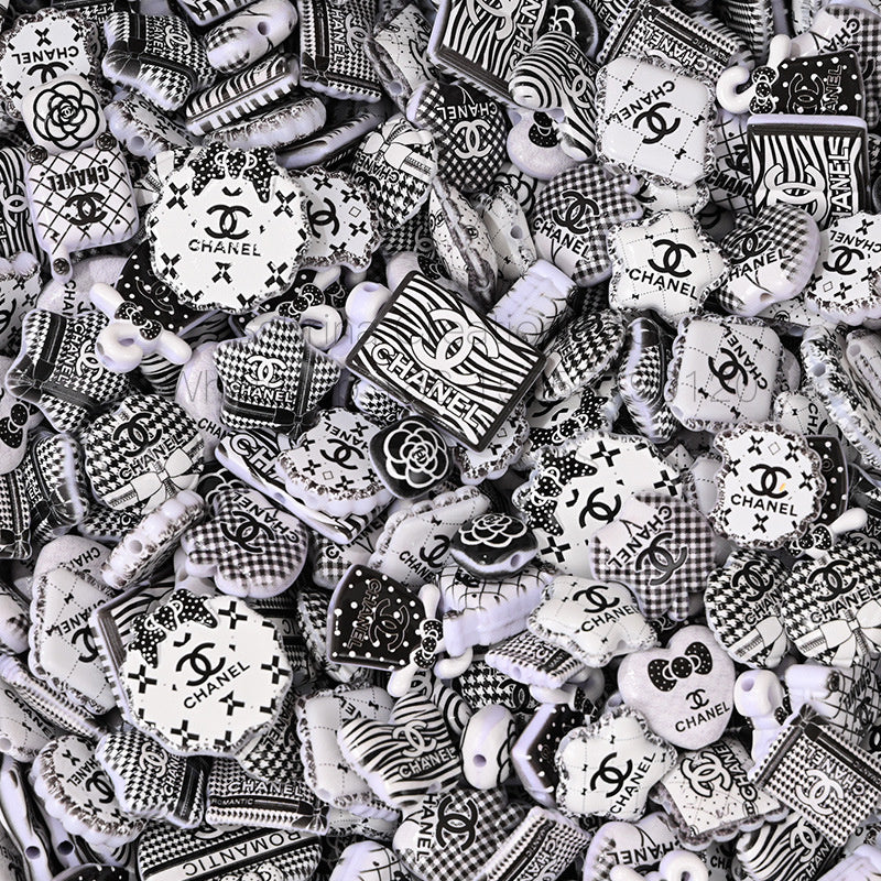 100pcs-Designer Floral Beaded Heart Bag Charm DIY Phone Chain AccessoryBeaded Decoration