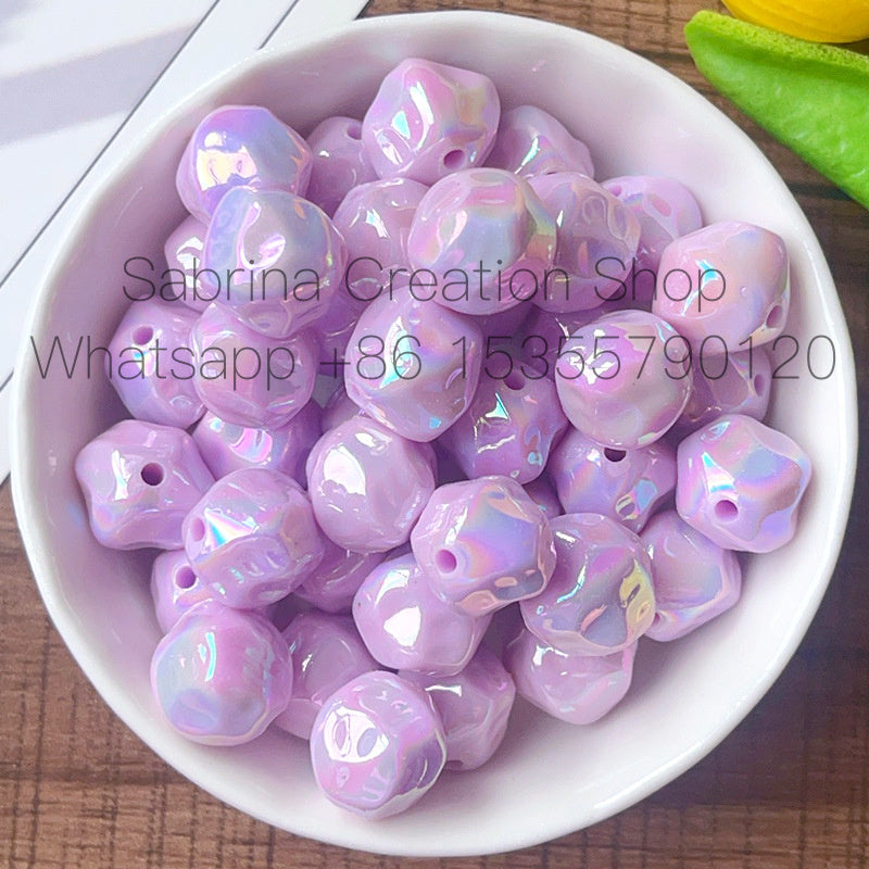 12mm Solid Color Plated AB Acrylic Fig Through Hole Loose Beads DIY Phone Chain Bracelet Handmade Beading Material Bulk