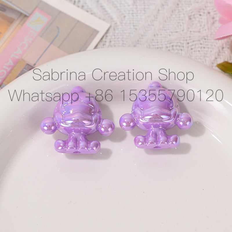 UV Plated Color SP Base Cute Loose Beads Wholesale Mixed DIY Phone Chain Beads String Beads Pen Bag Hanging Chain Accessories