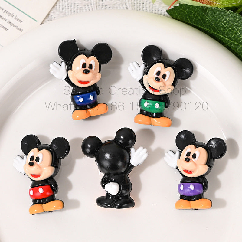 50pcs-Cartoon Mickey Minnie Rubber Beads DIY Phone Chain Accessories Craft Beads Pen Materials Through Hole Bulk