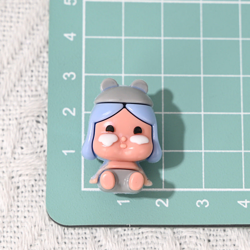 Cartoon Sitting Crying Baby Labubu with Hole Cute Rubber Beads DIY Phone Chain Accessories Soft Rubber Irregular Beads