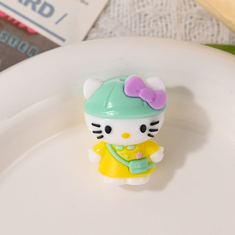 3D HK Beads Charms Dress-Up Diary KT Cat Rubber Beads with Holes Cute DIY Phone Chain Keychain Accessories Beaded Pen