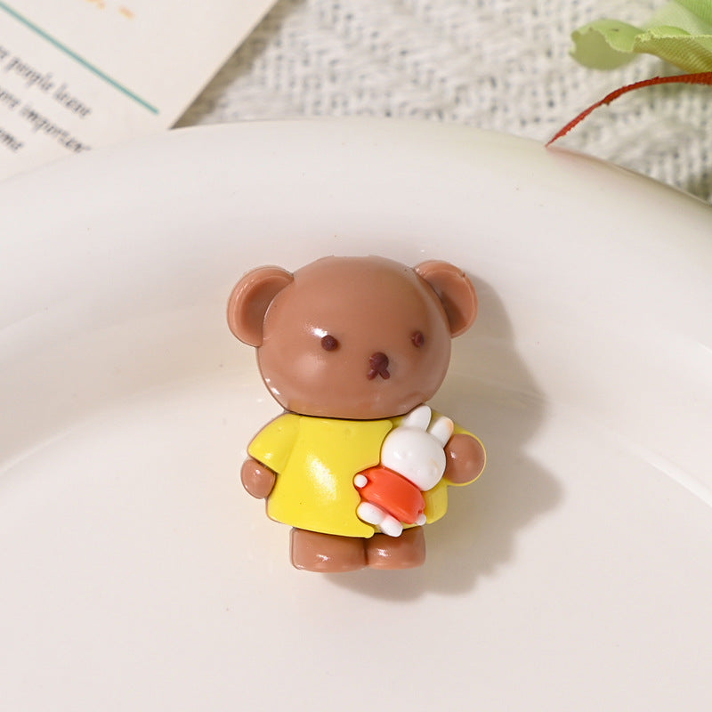 New Cartoon Soft Rubber 3D Bear Through-Hole Beads for DIY Phone Chain Keychain Bag Pendant Materials