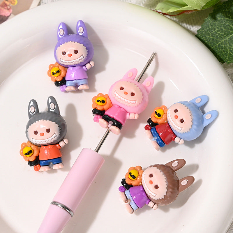 Cartoon Labubu Rubber Beads Cross Border Hot Sale Bead Pen Shoe Buckle DIY Phone Chain Accessory Wholesale