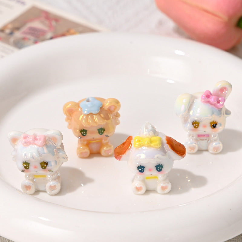 UV Plated Colorful 3D Strap Pants Cat DIY Phone Chain Accessories Beaded Pen Handmade Loose Beads Cute Wholesale