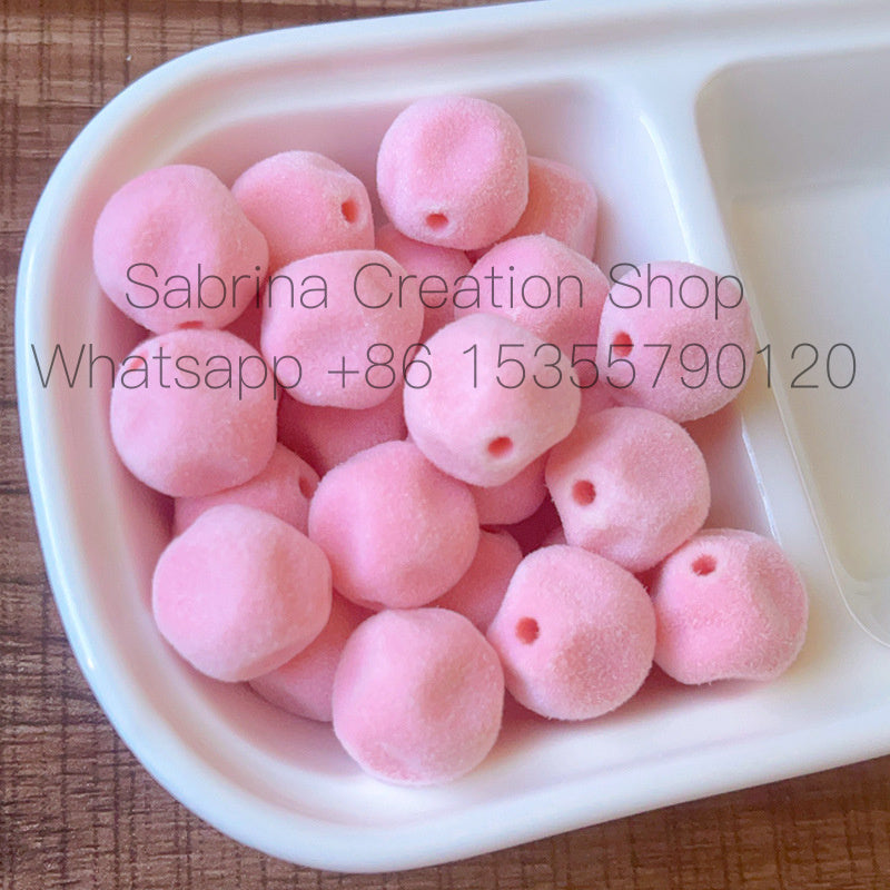 Macaron Color Series Autumn Winter Flocked Fig Beaded Bag Pendant Phone Chain DIY Handmade Accessories