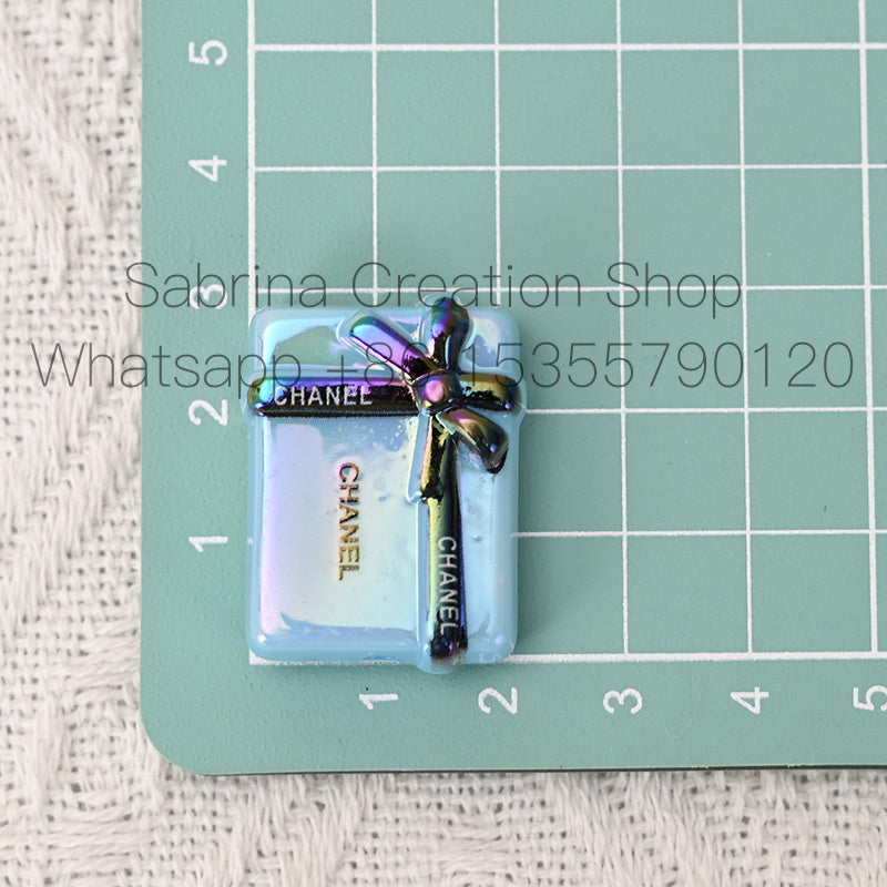 UV Electroplated Colorful Big Brand Gift Box Straight Hole Beads DIY Bead Pen Phone Chain Keychain Jewelry Material Bulk