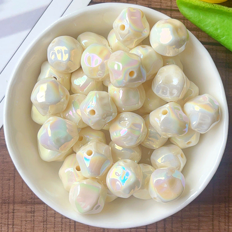 12mm Solid Color Plated AB Acrylic Fig Through Hole Loose Beads DIY Phone Chain Bracelet Handmade Beading Material Bulk