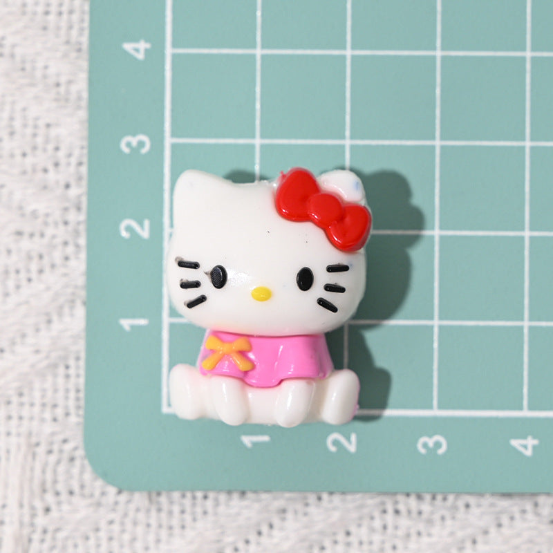 Sitting Posture Internet Celebrity Hello Kitty Cartoon Rubber Beads KT Cat Bowknot Hole Loose Beads DIY Phone Chain Accessories Wholesale