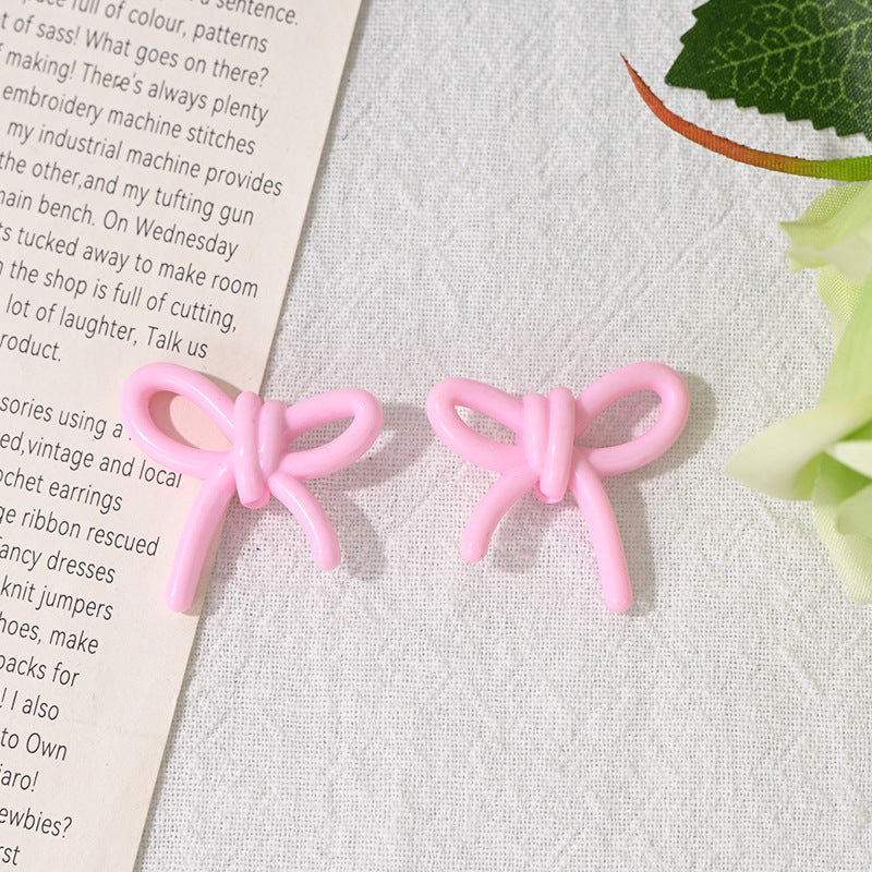 27mm Bowknot Acrylic Beads Through Hole Bow Tie DIY Phone Chain Accessories Beading Pen Materials Loose Beads