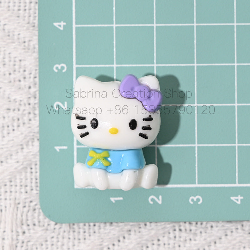Sitting Posture Internet Celebrity Hello Kitty Cartoon Rubber Beads KT Cat Bowknot Hole Loose Beads DIY Phone Chain Accessories Wholesale