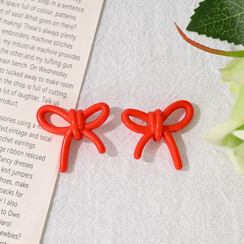 27mm Bowknot Acrylic Beads Through Hole Bow Tie DIY Phone Chain Accessories Beading Pen Materials Loose Beads