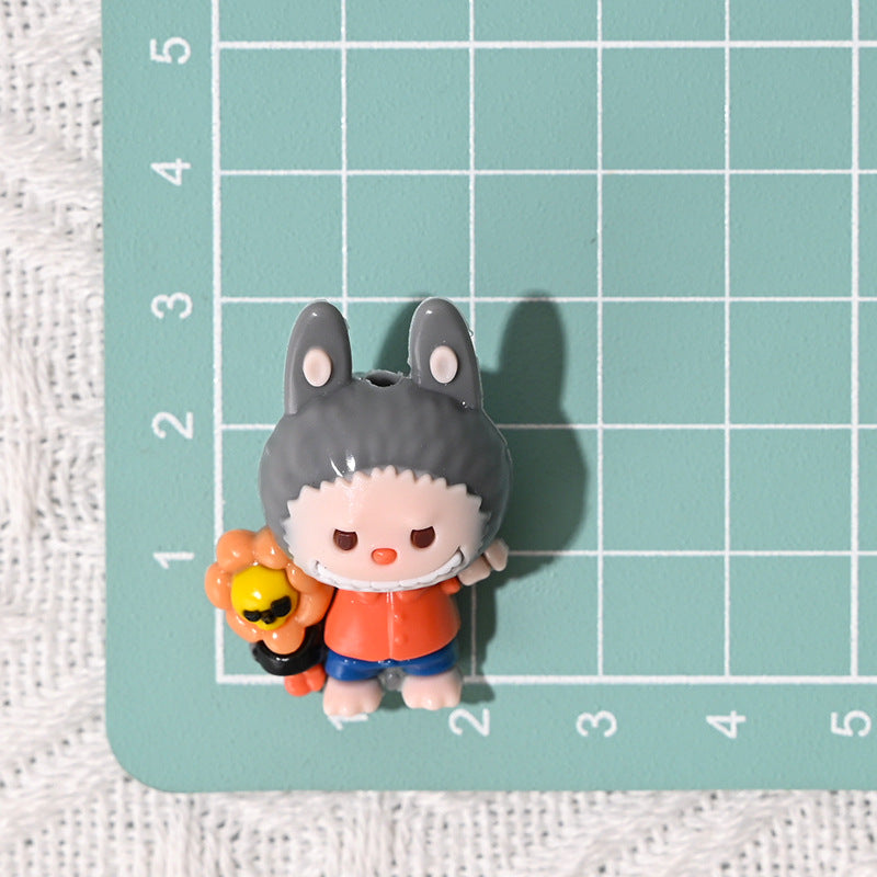 Cartoon Labubu Rubber Beads Cross Border Hot Sale Bead Pen Shoe Buckle DIY Phone Chain Accessory Wholesale