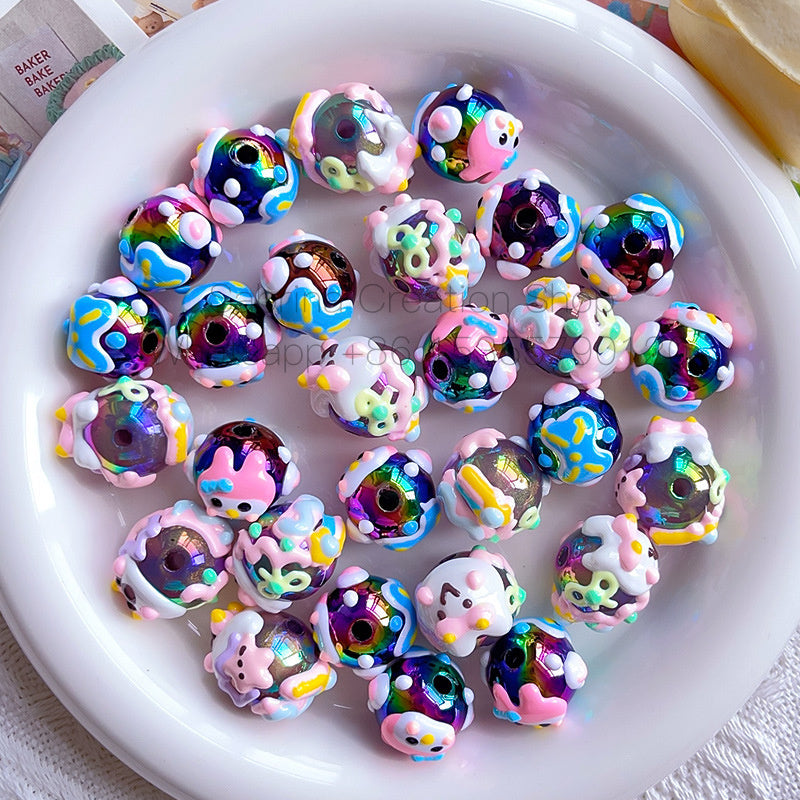 50pcs-Acrylic Heavy Hand Painted Cartoon Pig Cute Beads Car Hanger Mobile Chain DIY Accessory