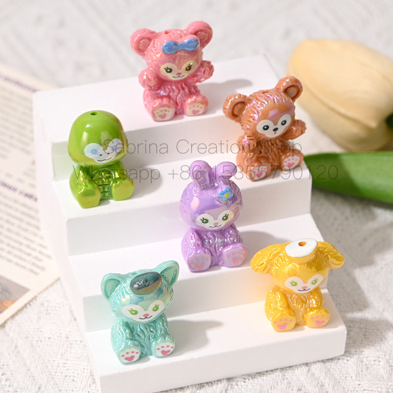 50pcs-Acrylic Heavy Hand Painted Cartoon Pig Cute Beads Car Hanger Mobile Chain DIY Accessory