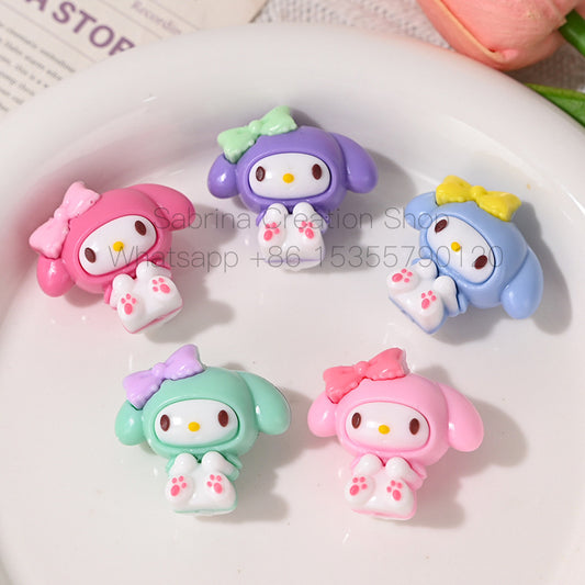 3D Melody Sanrio Through-Hole Rubber Beads DIY Phone Chain Accessories Beaded Pen Loose Beads Wholesale