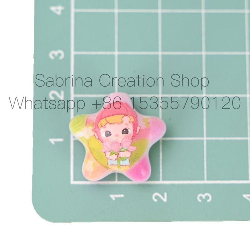 Labubu Oil Painting Star Beads Illustration Beads DIY Phone Chain Accessories Loose Beads Bag Hanging Beads Pen Materials