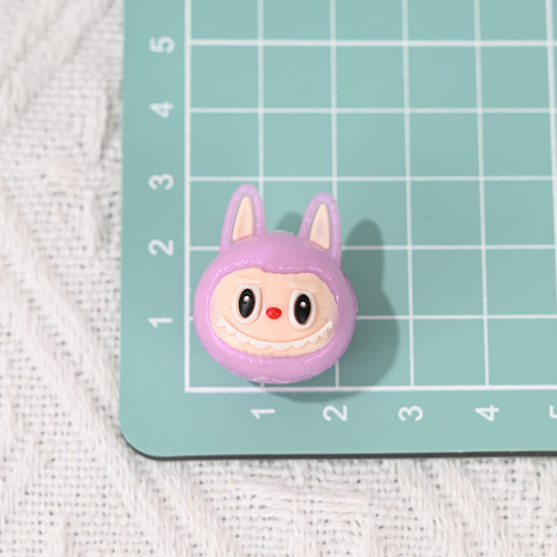 50pcs-New Soft Rubber Cartoon Labubu Head Straight Hole Beads DIY Phone Chain Accessories Children's Bracelet Beads Wholesale