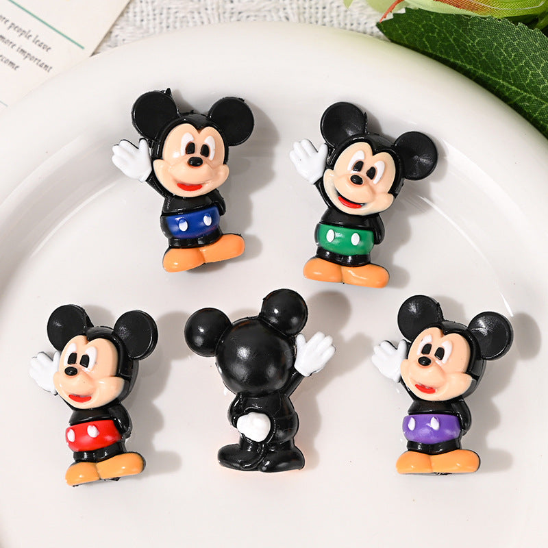 50pcs-Cartoon Mickey Minnie Rubber Beads DIY Phone Chain Accessories Craft Beads Pen Materials Through Hole Bulk