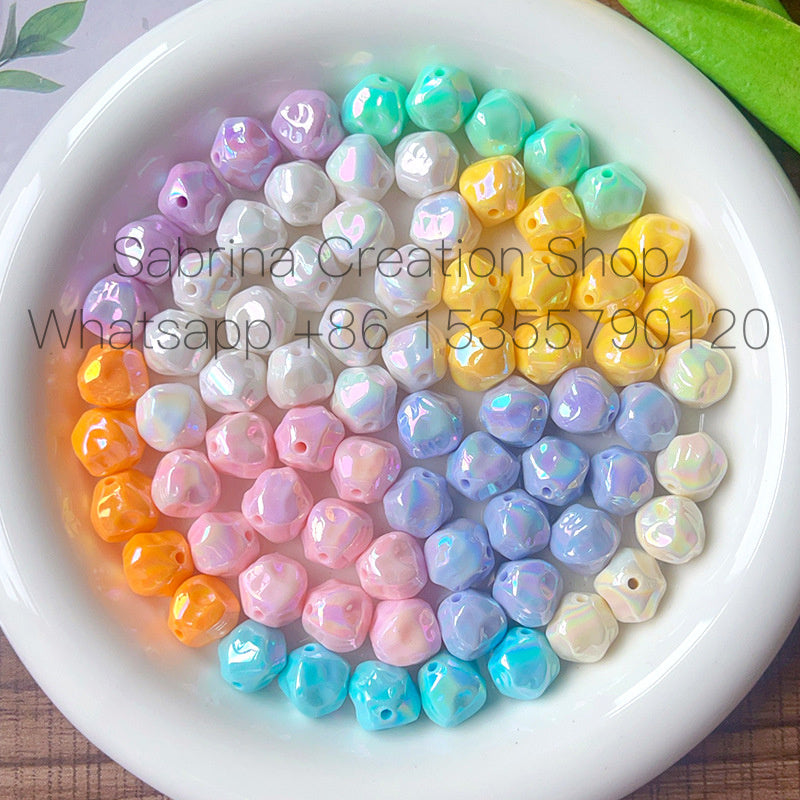 12mm Solid Color Plated AB Acrylic Fig Through Hole Loose Beads DIY Phone Chain Bracelet Handmade Beading Material Bulk