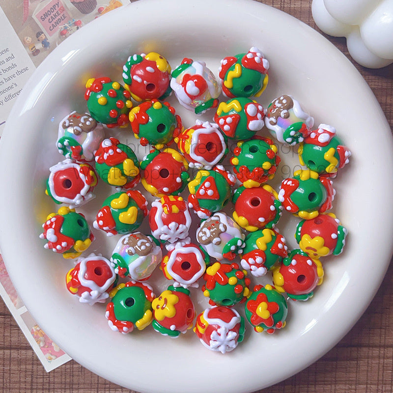 50pcs-Acrylic Heavy Hand Painted Cartoon Pig Cute Beads Car Hanger Mobile Chain DIY Accessory