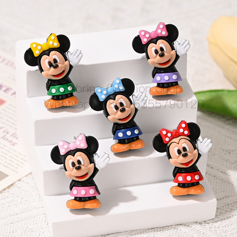 3D Dysney Minnie Rubber Beads DIY Phone Chain Accessories Beaded Pen Materials Through Hole Loose Beads Wholesale