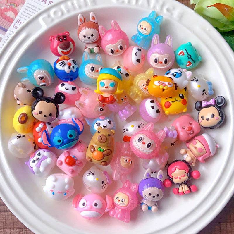50pcs- Cute Soft Rubber Beads Mixed DIY Phone Chain Accessories Keychain Silicone Material Wholesale