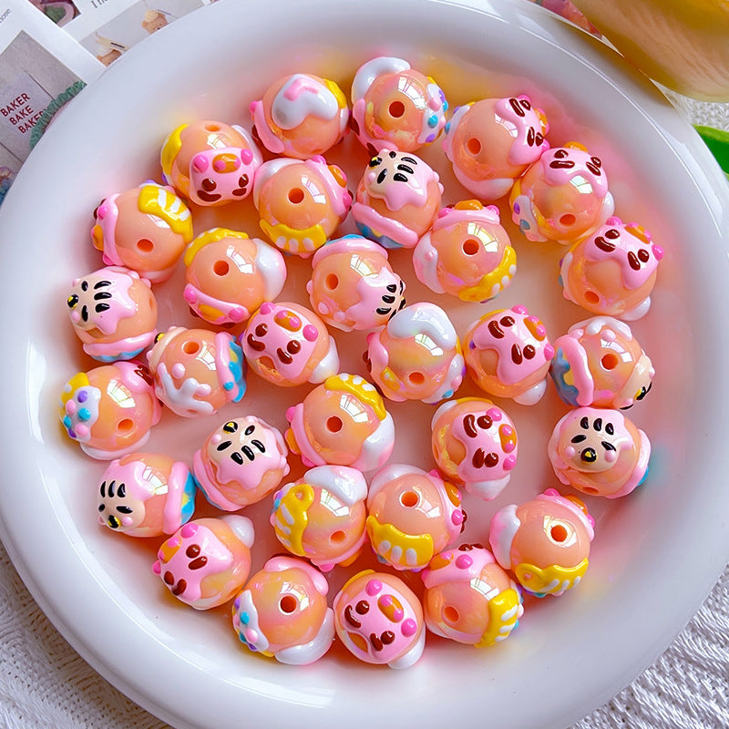 50pcs-Acrylic Heavy Hand Painted Cartoon Pig Cute Beads Car Hanger Mobile Chain DIY Accessory