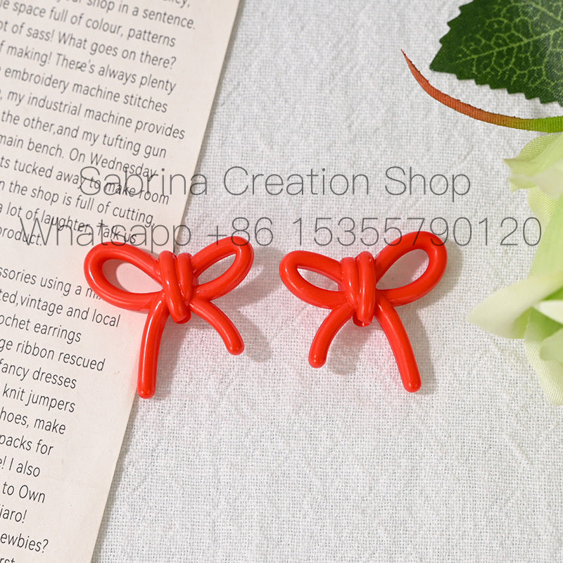 27mm Bowknot Acrylic Beads Through Hole Bow Tie DIY Phone Chain Accessories Beading Pen Materials Loose Beads