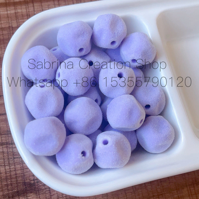 Macaron Color Series Autumn Winter Flocked Fig Beaded Bag Pendant Phone Chain DIY Handmade Accessories