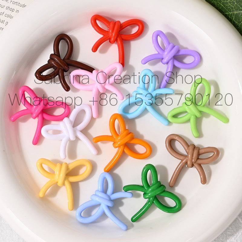 27mm Bowknot Acrylic Beads Through Hole Bow Tie DIY Phone Chain Accessories Beading Pen Materials Loose Beads