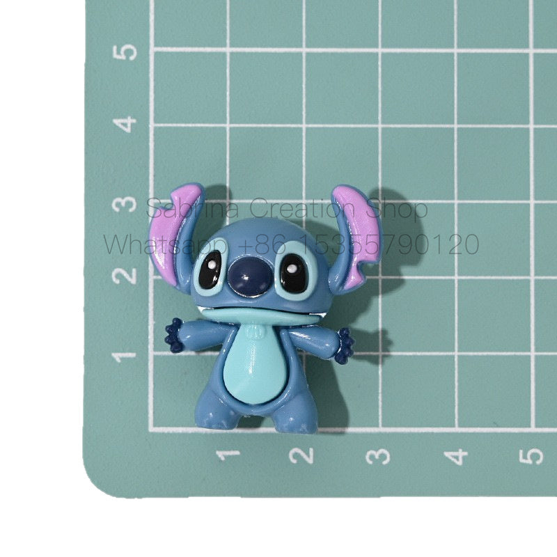 50pcs- 3D Stitch Hole-Punched 3D Cute Rubber Beads DIY Phone Chain Accessories Beaded Pen Accessories Wholesale