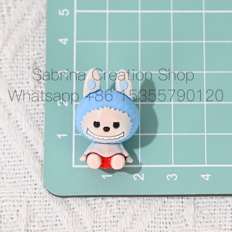 3D Cartoon Sitting Figure Rubber Beads with Holes Cute Rubber Beads DIY Phone Chain Accessories Loose Beads Bulk