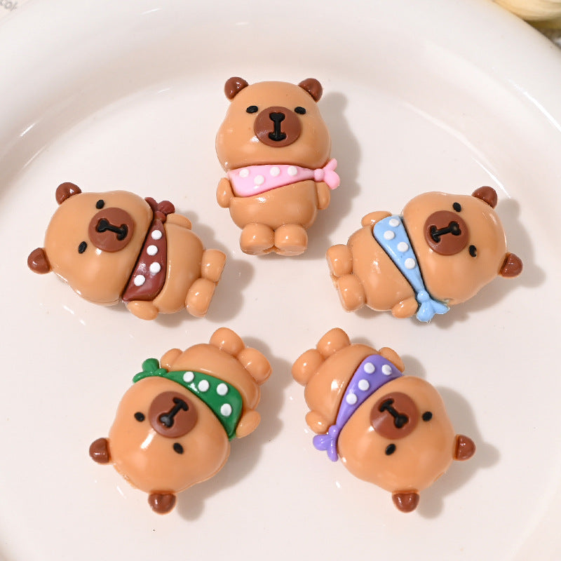 New Cartoon Beaded Cute Scarf Capybara Rubber Beads DIY Phone Chain Pen Accessories Wholesale