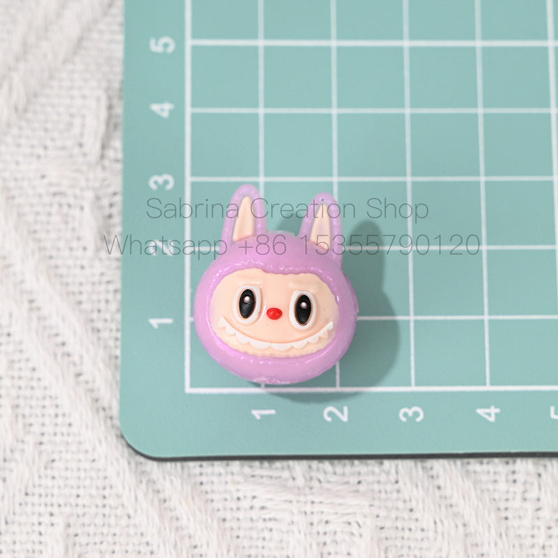 50pcs-New Soft Rubber Cartoon Labubu Head Straight Hole Beads DIY Phone Chain Accessories Children's Bracelet Beads Wholesale