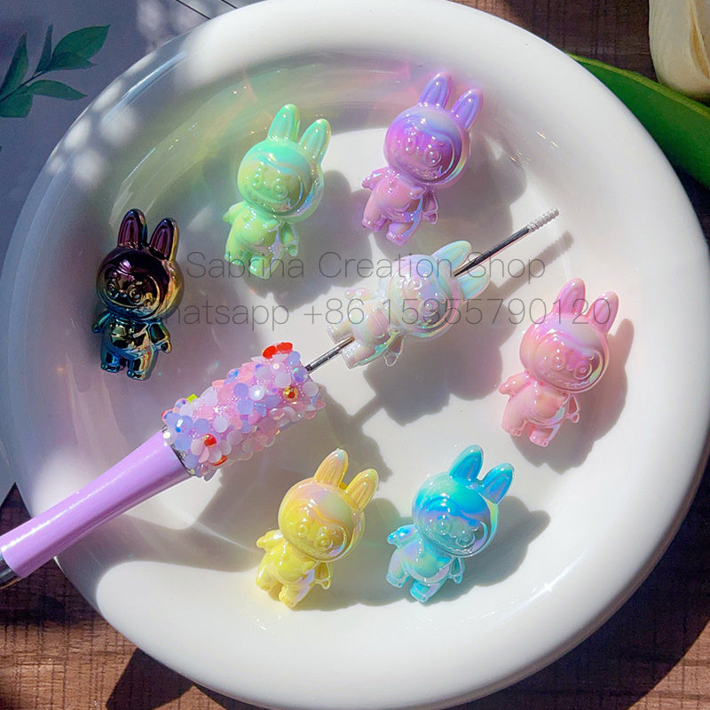 50pcs 3D Labubu Cute Small Beads DIY Phone Chain Pendant Beaded Pen Material Accessories