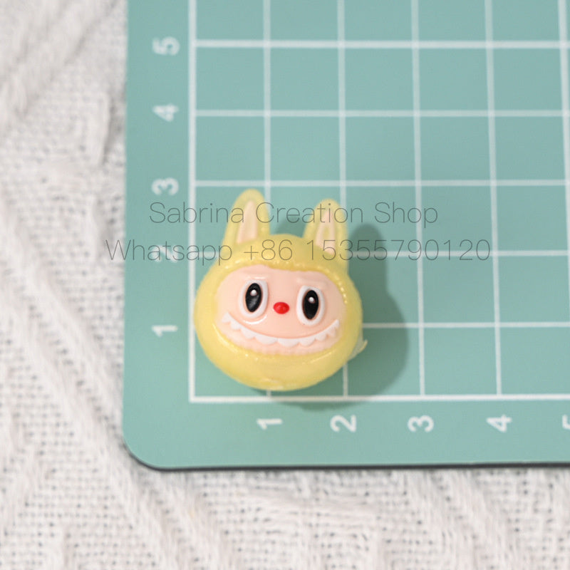 50pcs-New Soft Rubber Cartoon Labubu Head Straight Hole Beads DIY Phone Chain Accessories Children's Bracelet Beads Wholesale