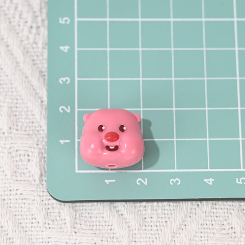 Perforated Cartoon Small Animal Soft Rubber Beads DIY Phone Chain Accessories Handmade Keychain Beads Pen Loose Beads