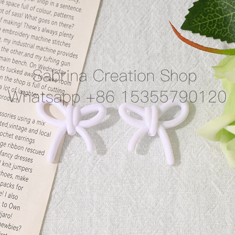 27mm Bowknot Acrylic Beads Through Hole Bow Tie DIY Phone Chain Accessories Beading Pen Materials Loose Beads