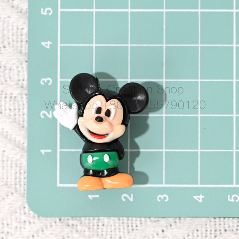 50pcs-Cartoon Mickey Minnie Rubber Beads DIY Phone Chain Accessories Craft Beads Pen Materials Through Hole Bulk