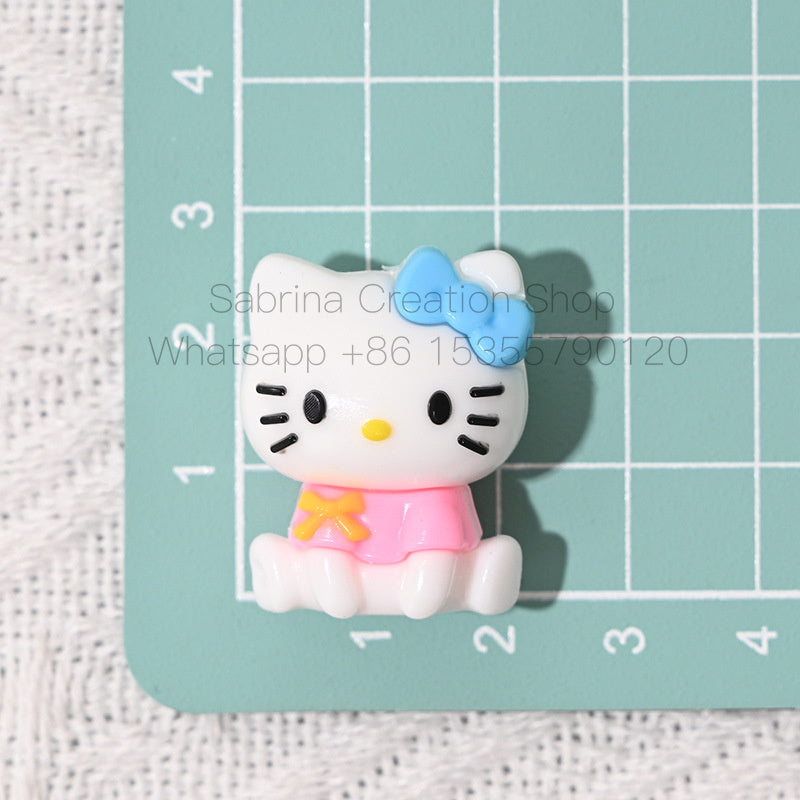Sitting Posture Internet Celebrity Hello Kitty Cartoon Rubber Beads KT Cat Bowknot Hole Loose Beads DIY Phone Chain Accessories Wholesale